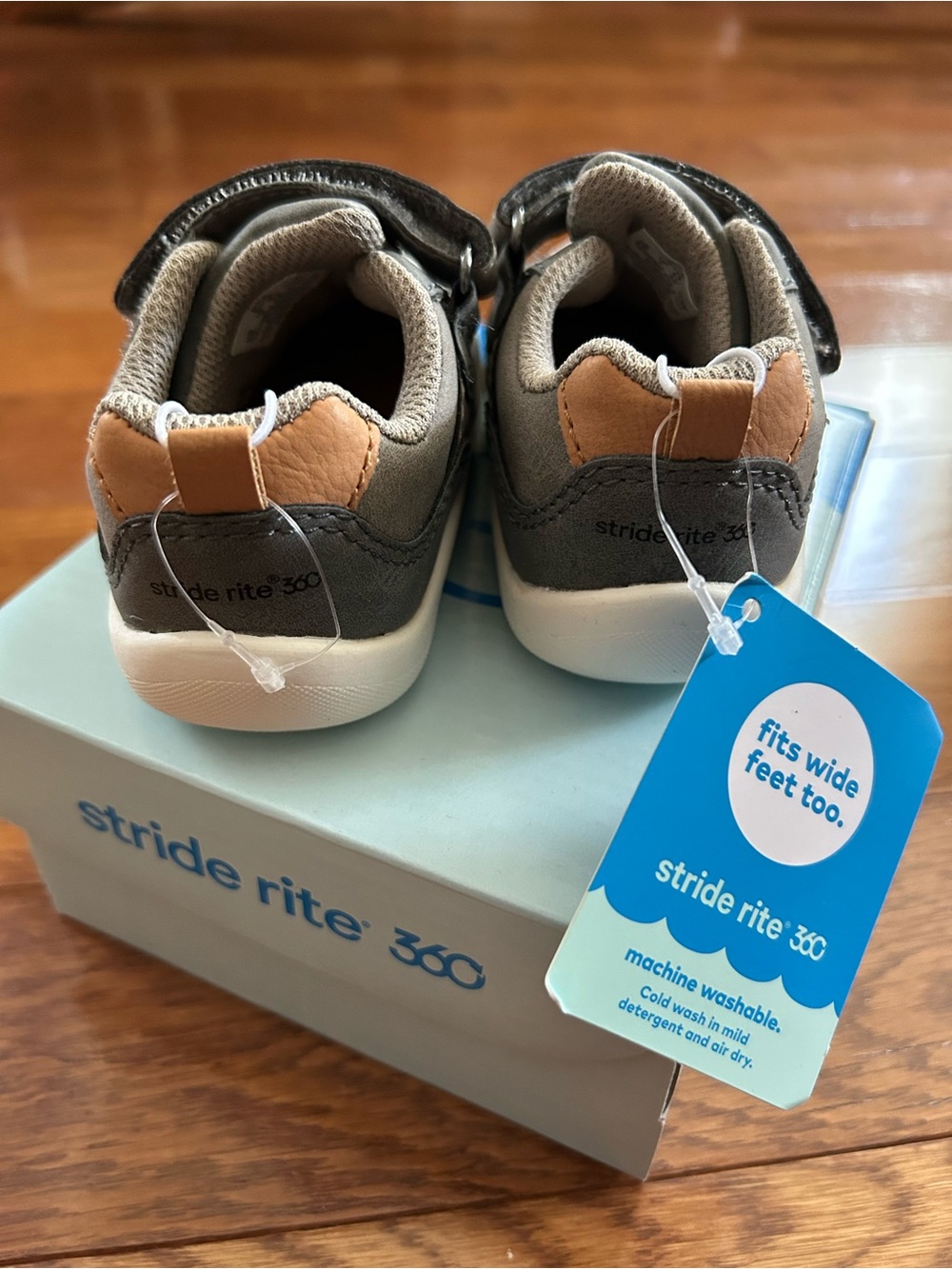 Stride Rite 360 Nick Gray Sneakers with Hook-and-Loop Strap Toddler Boy 6 NWT - Picture 3 of 6